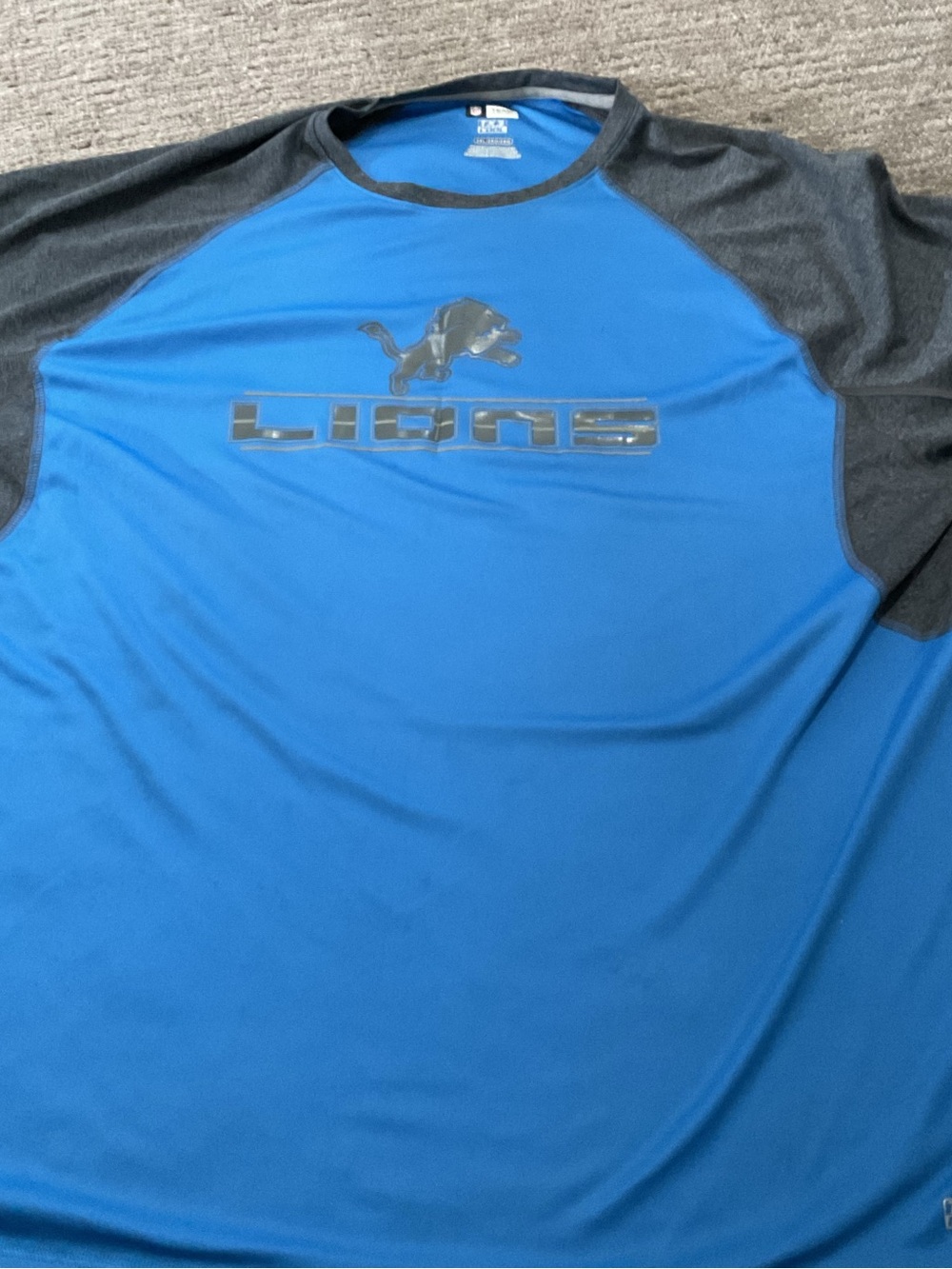 NFL Detroit Lions Blue and Gray Short Sleeve Performance Tee